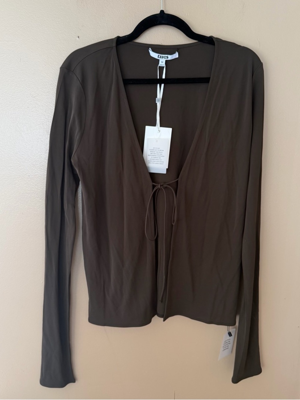 EAVES Lian Reversible Top Deep V Tie-Front Blouse Brown Jersey FWRD M - Picture 11 of 11